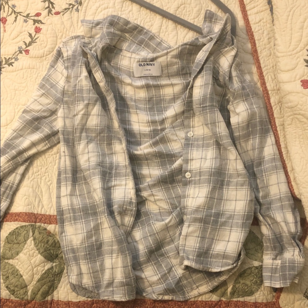Old Navy Blue and White Checkered Shirt